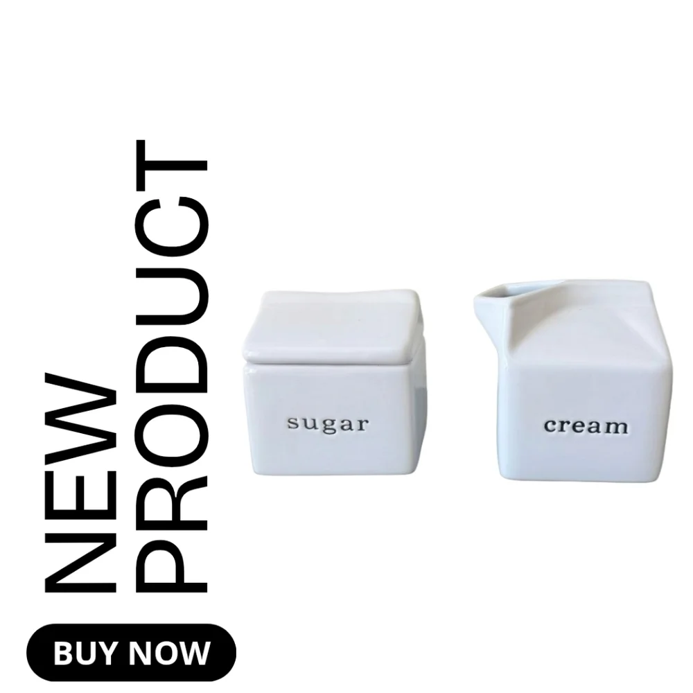 Crate & Barrel White Sugar and Cream Ceramic Set